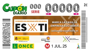 La ONCE dedica su cupón del 1 de julio a animar a marcar la Casilla Empresa Solidaria | Fotografía: ONCE.