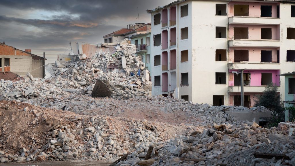 Imagen de una ciudad destruida tras la guerra. Conflicto en Gaza