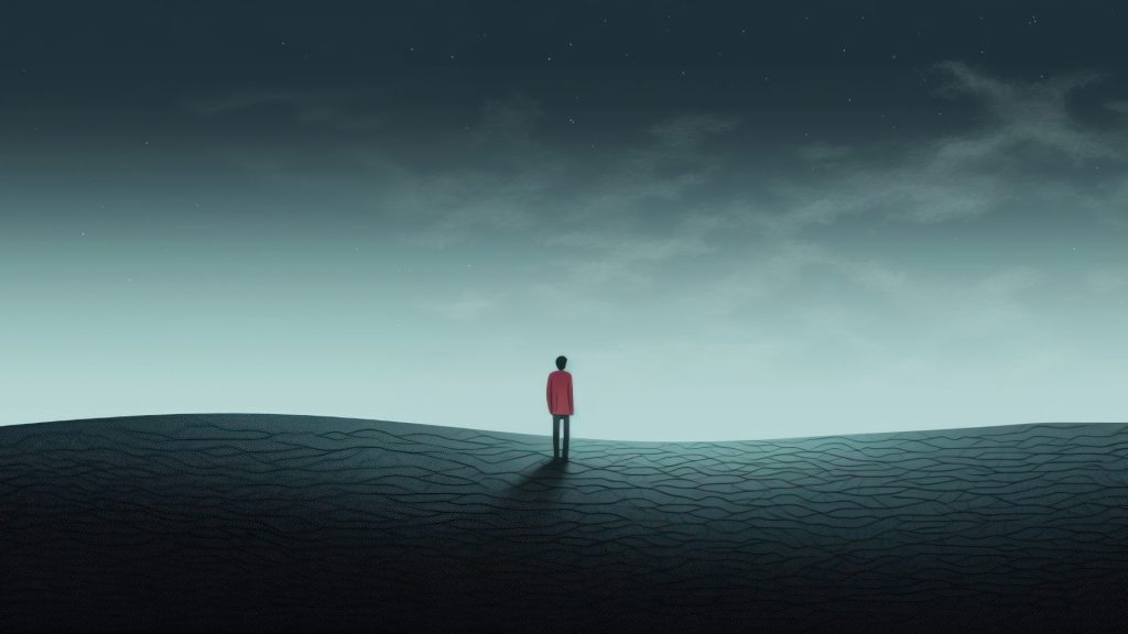 Persona en solitario en medio de la nada