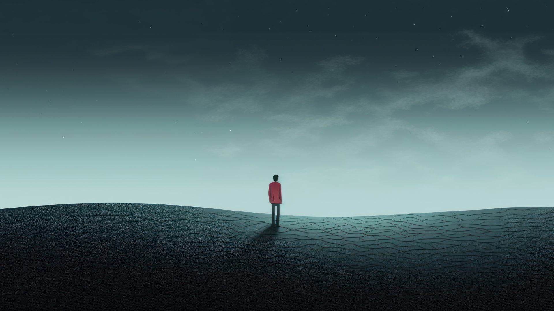 Persona en solitario en medio de la nada