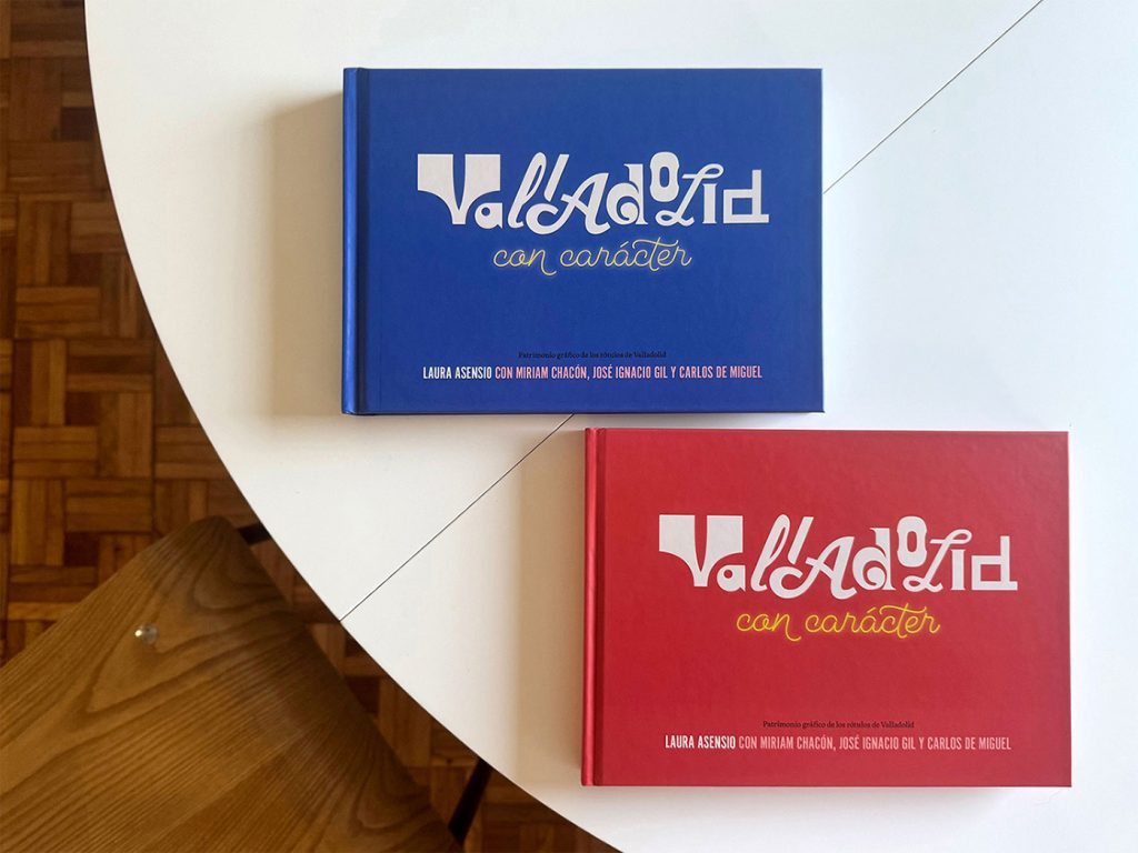 Dos ediciones del libro "Valladolid con carácter", uno rojo y otro azul