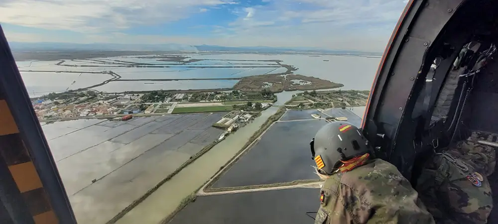 Imagen de las consecuencias de la dana de Valencia vistas desde un helicóptero del Ejército.