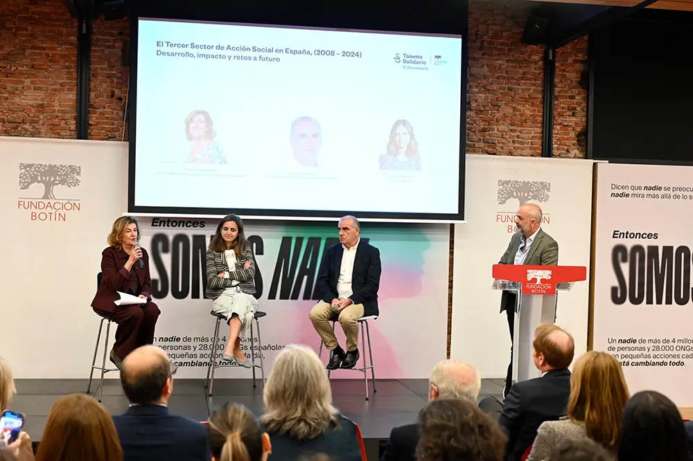 Mesa de debate durante la presentación del estudio ‘El Tercer Sector de Acción Social en España (2008-2024): desarrollo, impacto y retos a futuro’