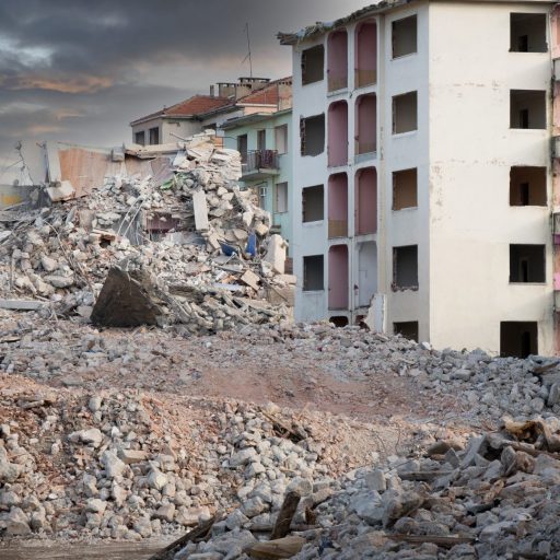 Imagen de una ciudad destruida tras la guerra. Conflicto en Gaza