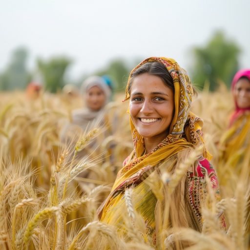 Mujer en un campo de trigo