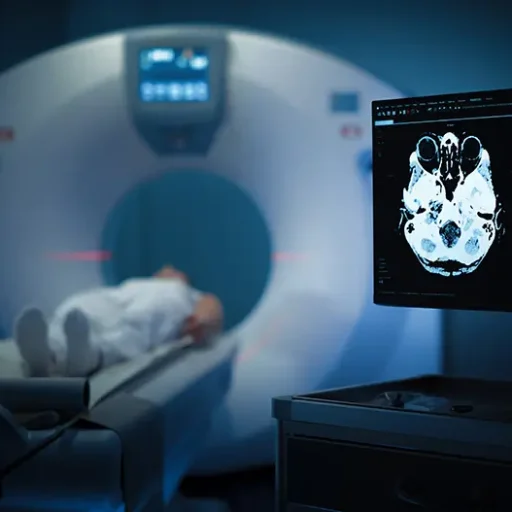 Un paciente dentro de un escáner PET