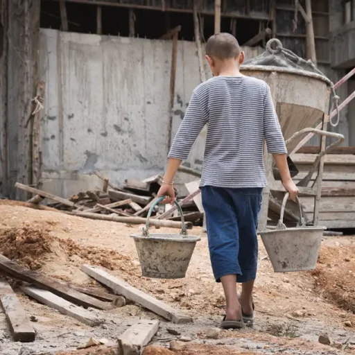 Imagen de un niño trabajando